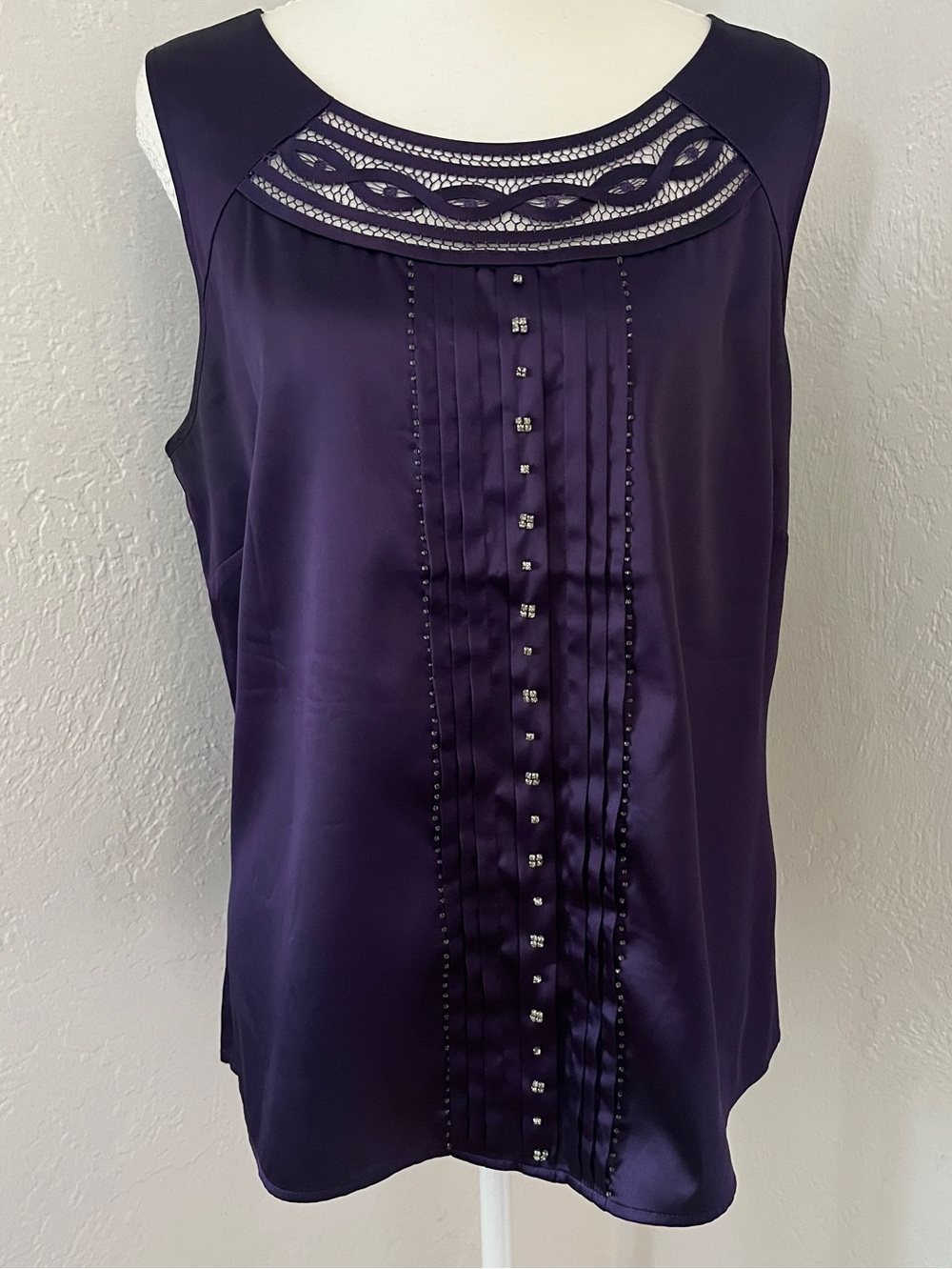 Chico's Purple Art Deco Sleeveless Top Rhinestone M L 2